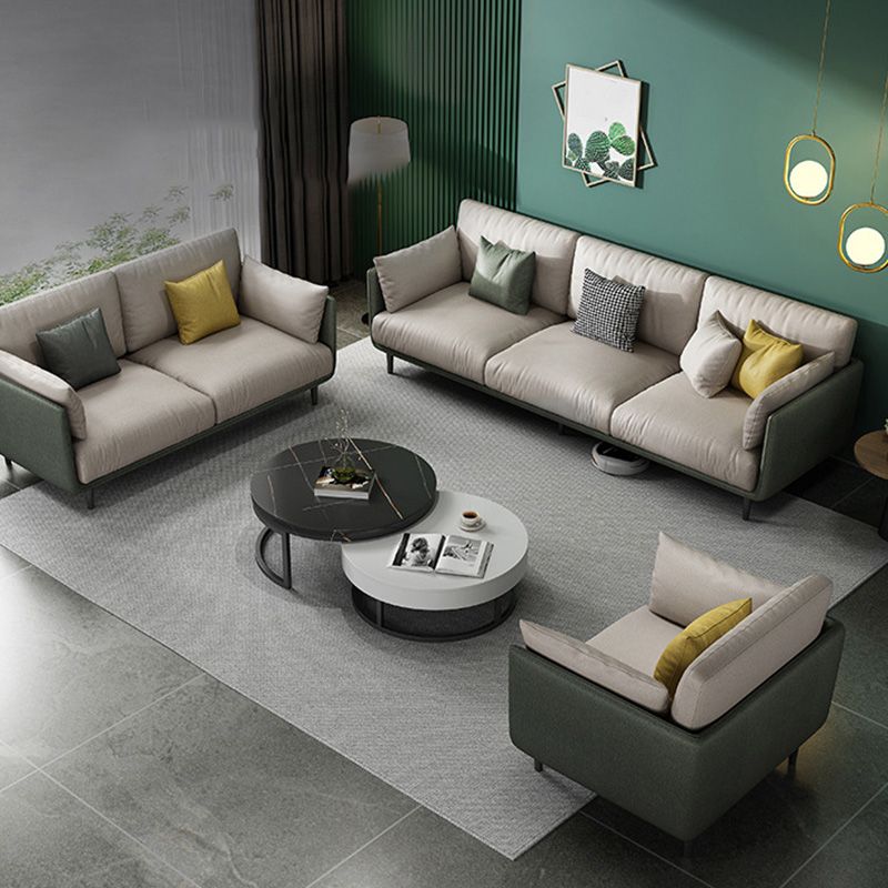 Contemporary Faux Leather Sofa with Pillows Back and Pillow Top Arm Clearhalo 'furn' 'furn_sofas' 'Furniture' 'Living Room Furniture' 'Sofa' 'sofas' 1200x1200_ecd29133-8327-423d-adcc-5455cf6476a6