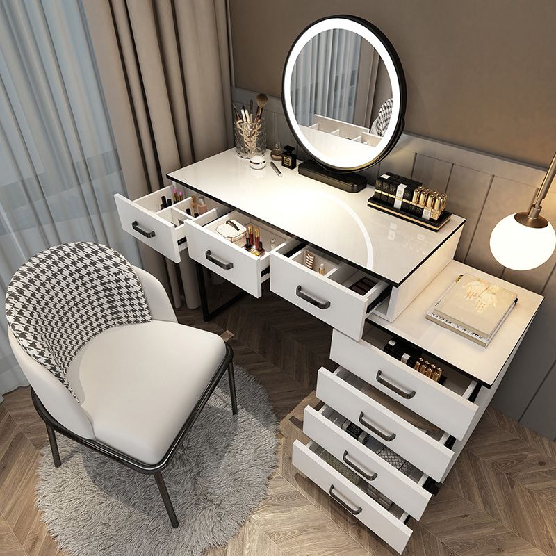 Modern Dressing Table Bedroom Stone Lighted Mirror Make-up Vanity Clearhalo 'Bedroom Furniture' 'furn' 'furn_makeup_vanities' 'Furniture' 'Makeup Vanities' 'makeup_vanities' 1200x1200_ecd2e15b-f713-4d4a-a03f-415828478c79