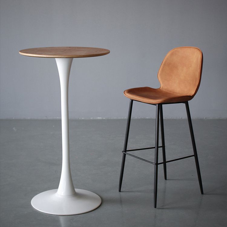 Bucket Footrest Counter Bar Stool Industrial PU Upholstery Low Back Indoor Counter Stool