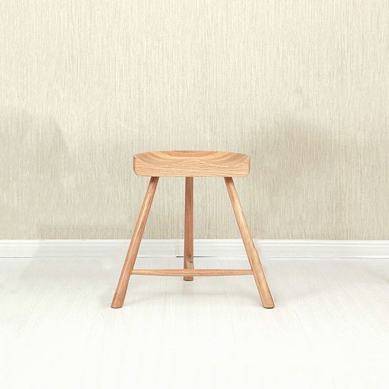 Contemporary Backless Footrest Stool Contoured Solid Wood Bar Stool