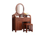 Tradizionale tavolo da toeletta in legno massiccio a 2 cassetti con sgabello da vanità per trucco a specchio