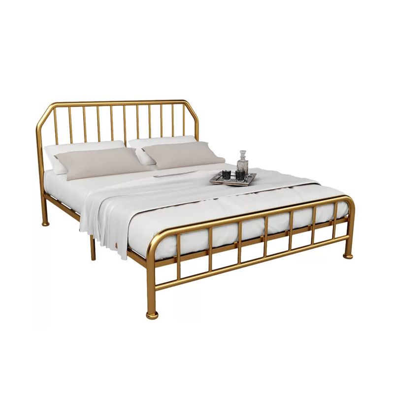 Metal Open-Frame Bed Scooped Solid Color Slat Bed with Custom Gold Leg Clearhalo 'Bedroom Furniture' 'Beds' 'furn' 'furn_beds' 'Furniture' 1200x1200_ecda11dc-3e04-4930-b7df-367852d3179d