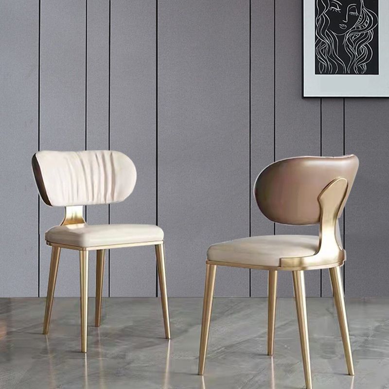 Glam Upholstered Dining Chair Open Back Dining Chair with Metal Legs Clearhalo 'Dining Chairs' 'Dining Tables & Seating' 'dining_chair' 'furn' 'furn_dining_chair' 'Furniture' 'Kitchen & Dining Furniture' 1200x1200_ecdd5426-5356-4cd2-9d32-1a16c349027f