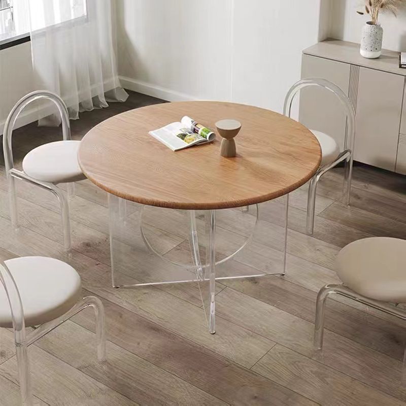 Round Dining Table Set 1/2/3/4 Pcs Acrylic Base Table and Chairs Clearhalo 'Dining Room Sets' 'Dining Tables & Seating' 'dining_room_set' 'furn' 'furn_dining_room_set' 'Furniture' 'Kitchen & Dining Furniture' 1200x1200_ecdf16e3-caff-47a9-97b2-14c34b5db4c1
