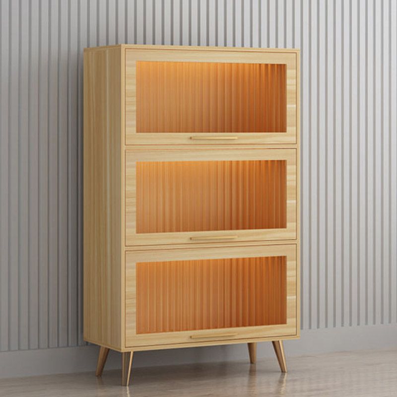 Glam Glass Door Sideboard Engineered Wood Side Board without LED Lights Clearhalo 'buffet_sideboard' 'Buffets & Sideboards' 'furn' 'furn_buffet_sideboard' 'Furniture' 'Kitchen & Dining Furniture' 1200x1200_ece3e192-d140-47cd-bc9d-732374d97416