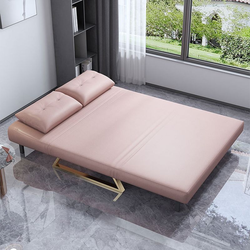 Cushion Back Futon Sofa Bed Pillow Included Sleeper Sofa with Gold Leg Clearhalo 'furn' 'furn_futons' 'Furniture' 'Futons & Daybeds' 'Futons' 'Living Room Furniture' 1200x1200_ece47c6a-66ad-4488-9f26-c7191b2c5e9f