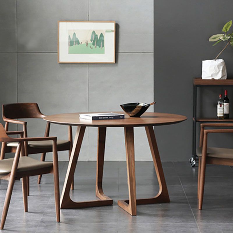 Simple Walnut Ash Dining Table Double Solid Wood Pedestal Home Table Clearhalo 'Dining Tables & Seating' 'Dining Tables' 'dining_table' 'furn' 'furn_dining_table' 'Furniture' 'furniture_dining_table' 'Kitchen & Dining Furniture' 'kitchen' 'kitchen_dining_table' 1200x1200_ece4bb3c-7d9d-4e27-9a3b-3b33b832c495