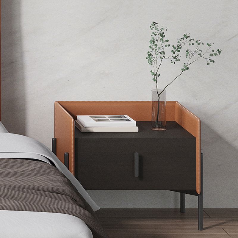 Comodino da letto in legno in finto cabinetto industriale con cassetto