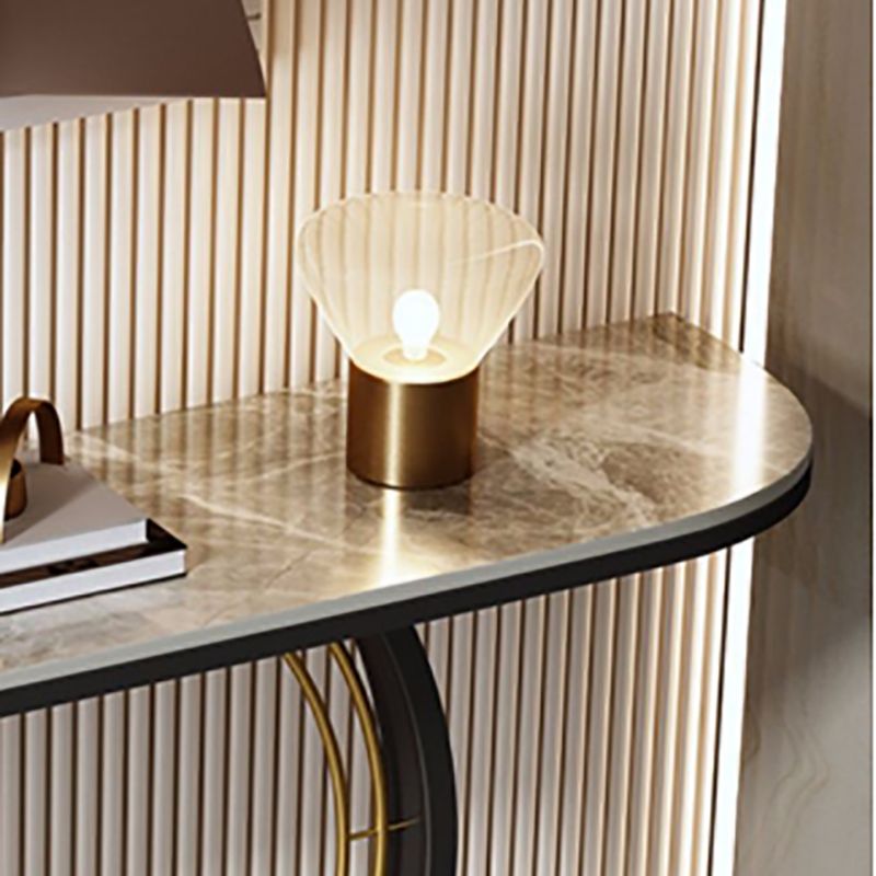 Moderna Med Half Moon Console Table Sofá Mesa de consola de piedra en gris