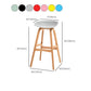 Modern Plastic Low Back Counter & Bar Stool with Solid Wood Base