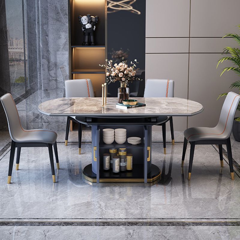 Extendable Round Dining Table Modern Adjustable Sintered Stone Top Table with Storage Pedestal Clearhalo ' dining_table' 'Dining Tables & Seating' 'Dining Tables' 'furn' 'furn_dining_table' 'Furniture' 'furniture_dining_table' 'Kitchen & Dining Furniture' 'kitchen&dining_furn' 'kitchen' 'kitchen_dining_table' 1200x1200_ece9b699-dbfc-4e40-9cb8-c2a5e786546d