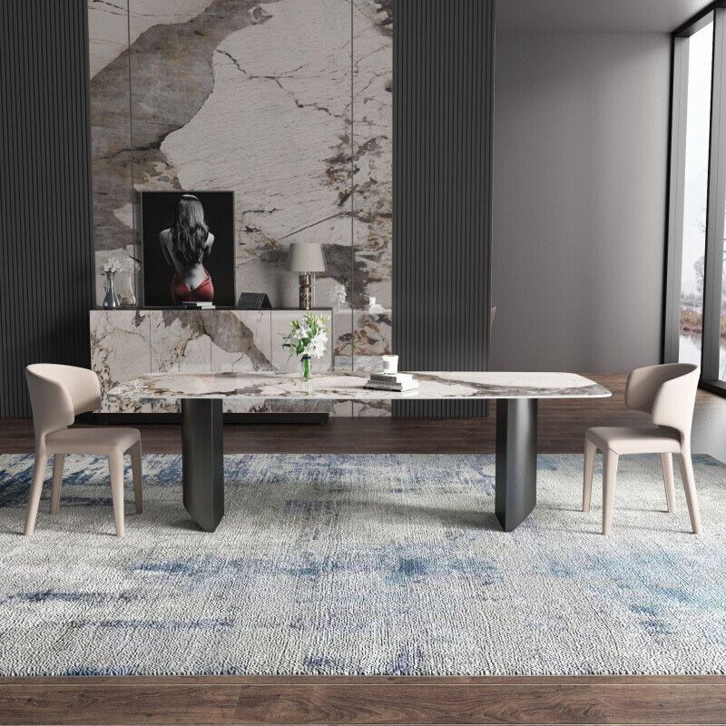 Contemporary Dining Table Sintered Stone Table with Metal Legs for Home Use Clearhalo 'Dining Tables & Seating' 'Dining Tables' 'dining_table' 'furn' 'furn_dining_table' 'Furniture' 'Kitchen & Dining Furniture' 1200x1200_ecea8764-b5d8-45bf-a78b-35f30fcb5c19