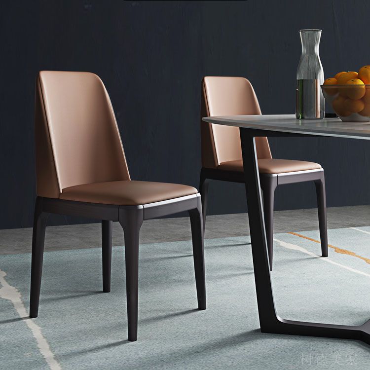 Industrial Rubberwood Parsons Dining Chair Matte Finish Leather Side Chair (Set of 2) Clearhalo ' kitchen&dining_furn' 'Dining Chairs' 'Dining Tables & Seating' 'dining_chair' 'Furniture' 'furniture_dining_chair' 'Kitchen & Dining Furniture' 'kitchen' 1200x1200_eceab154-d261-4d14-be9e-a234da766f93