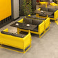 Industrial Sintered Stone Dinner Room Kitchen Table Black Top Table with Yellow Frame Clearhalo ' dining_table' 'Dining Tables & Seating' 'Dining Tables' 'furn' 'furn_dining_table' 'Furniture' 'furniture_dining_table' 'Kitchen & Dining Furniture' 'kitchen&dining_furn' 'kitchen' 'kitchen_dining_table' 1200x1200_eceb4ece-2c21-4503-97f8-3b84a36426ae