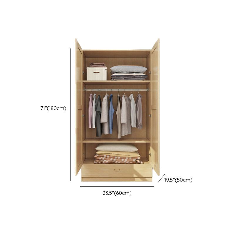 Contemporary Style Wardrobe Armoire Wooden Wardrobe Closet with Door and Drawer