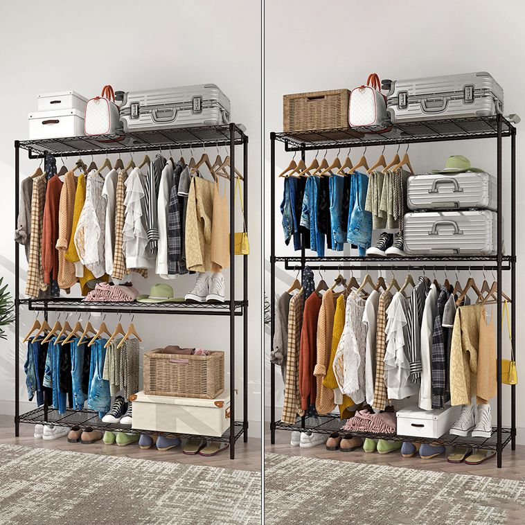 Black Contemporary Style Armoire Metal Steel Armoire for Bedroom Clearhalo 'Armoires & Wardrobes' 'armoires_wardrobes' 'Bedroom Furniture' 'furn' 'furn_armoires_wardrobes' 'Furniture' 1200x1200_eced7693-b06e-4f36-a17c-0b33df508bad