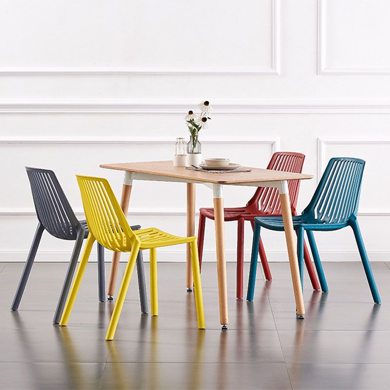 Modern Chairs Dining Stackable Armless Chairs with Plastic Legs for Kitchen Clearhalo 'Dining Chairs' 'Dining Tables & Seating' 'dining_chair' 'furn' 'furn_dining_chair' 'Furniture' 'furniture_dining_chair' 'Kitchen & Dining Furniture' 1200x1200_eced9866-77cf-4a69-9ea2-3c41a9e44303