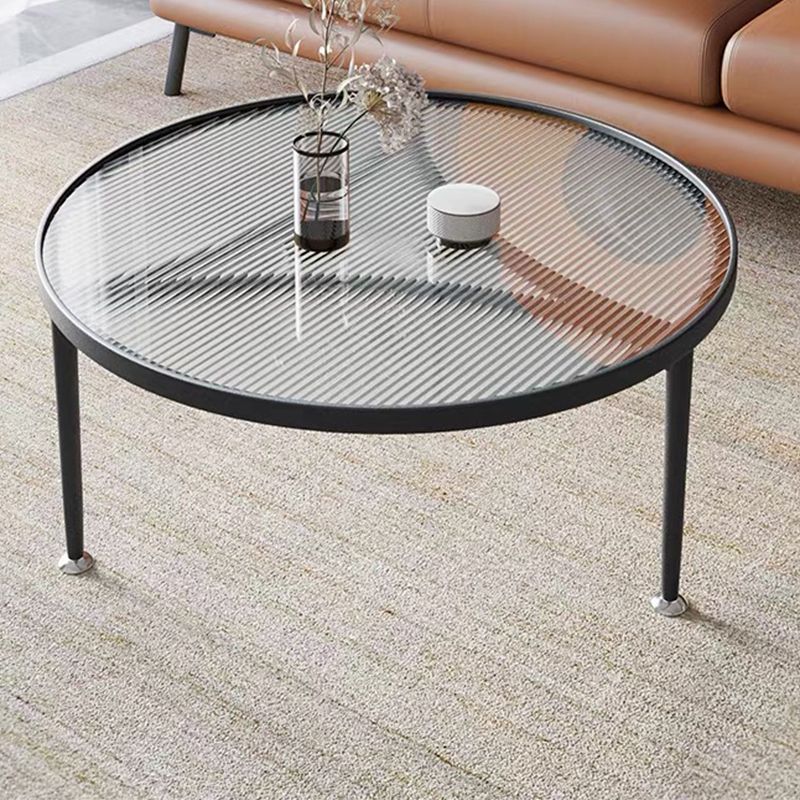 Contemporary Cocktail Table 3 Legs Glass Round Single Coffee Table