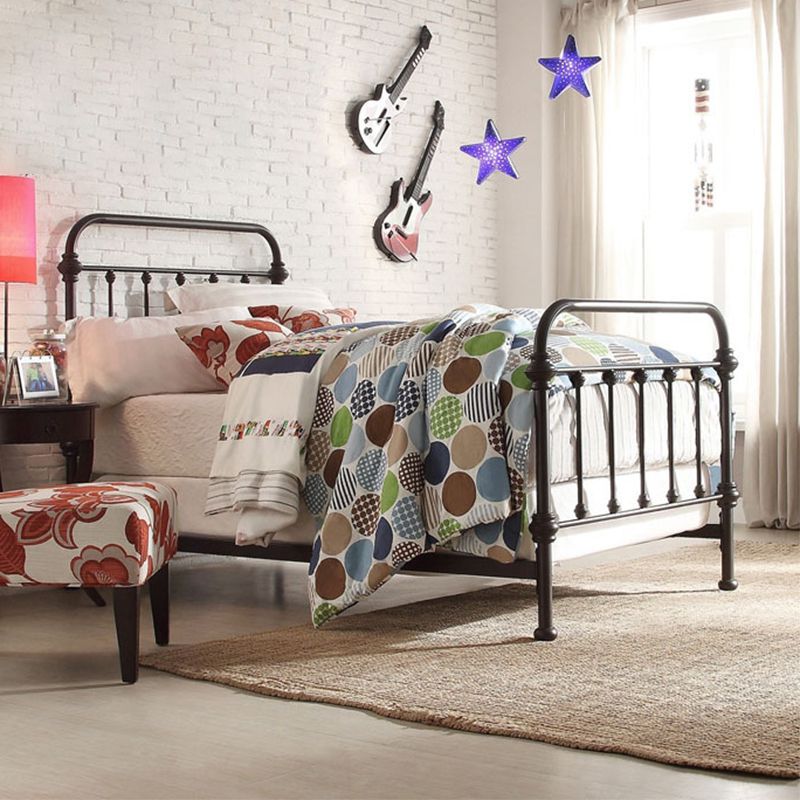 Letto in ferro alto 45.27 "industriale con testiera rettangolare