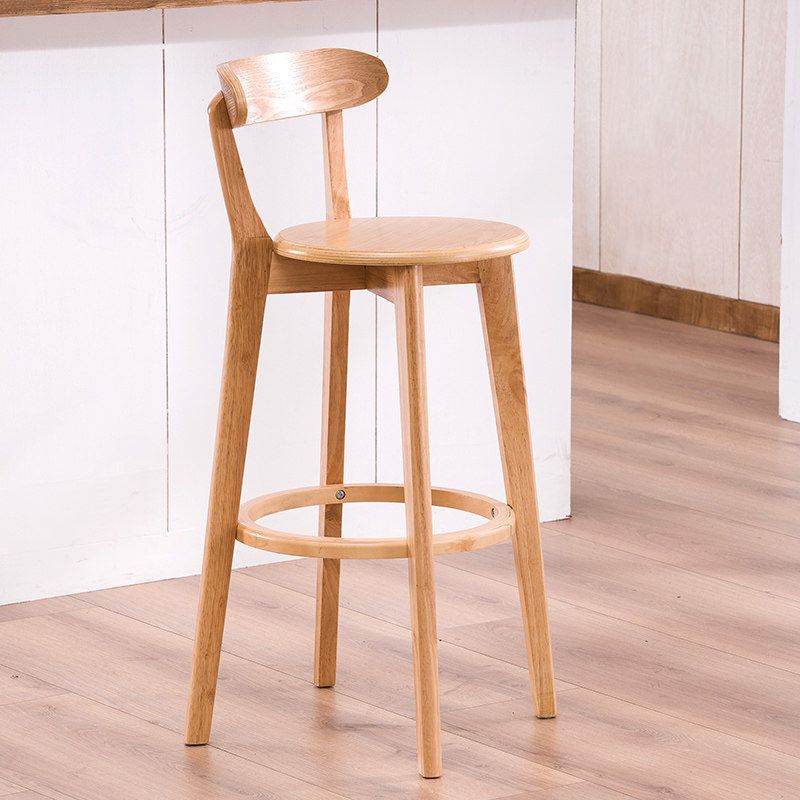 Scandinavian Dessert Shop Beech Stool Matte Finish Upholstered Bar Stools Clearhalo 'Bar Furniture' 'Bar Stools' 'bar_stools' 'Furniture' 'furniture_bar_stools' 'Kitchen & Dining Furniture' 1200x1200_ecf34ff9-d078-4d4b-b077-767e3e639ee5