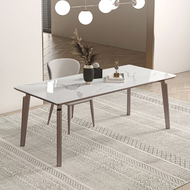 Sintered Stone Medieval Modern Table Rectangle Table with 4 Wooden Legs for Restaurant Clearhalo ' dining_table' 'Dining Tables & Seating' 'Dining Tables' 'furn' 'furn_dining_table' 'Furniture' 'furniture_dining_table' 'Kitchen & Dining Furniture' 'kitchen&dining_furn' 'kitchen' 'kitchen_dining_table' 1200x1200_ecf3f1f6-38bb-47b9-90a1-f1a721a3e5db
