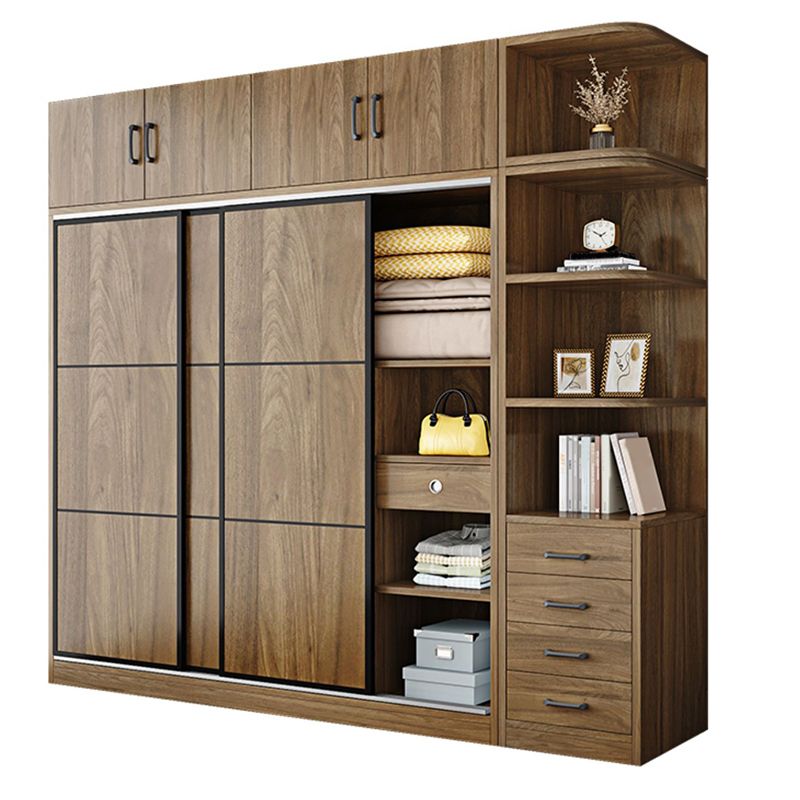 Modern Style Freestanding Wardrobe Pine Wood Wardrobe with Drawer