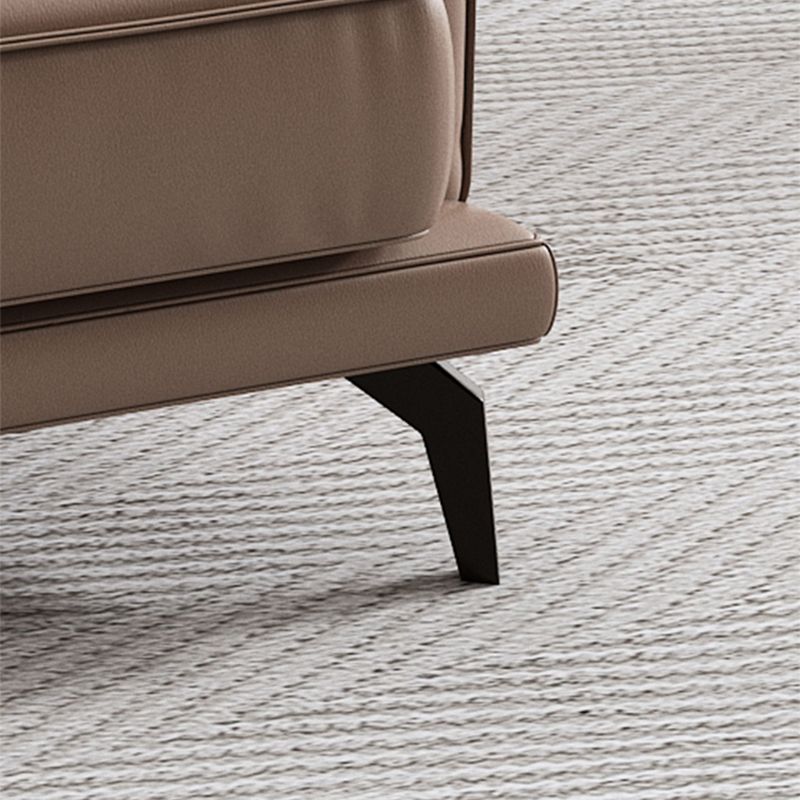 モダン縫製枕バッククッションソファ茶色の本物の革の正方形の腕ソファ