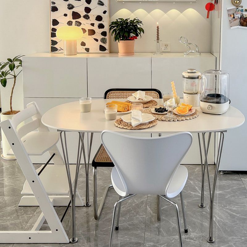 Mesa blanca de madera maciza mesa de comedor ovalado contemporáneo con 4 patas