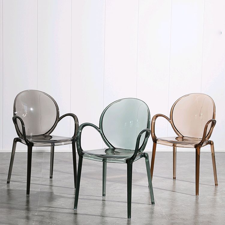 Modern Simple Arm Chair Plastic Base Stackable Dining Chair for Kitchen Clearhalo 'Dining Chairs' 'Dining Tables & Seating' 'dining_chair' 'furn' 'furn_dining_chair' 'Furniture' 'Kitchen & Dining Furniture' 1200x1200_ecf87bd0-0550-4c9f-a61c-1b29787b192b