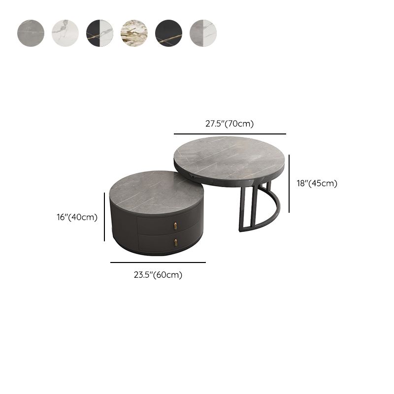 Round Tropical Coffee Table Storage 2 Nesting Coffee Table Set Clearhalo 'Coffee & Accent Tables' 'Coffee Tables' 'coffee_tables' 'furn' 'furn_coffee_tables' 'Furniture' 'Living Room Furniture' 1200x1200_ecfb6e20-8026-4b02-91da-fac81293d10b