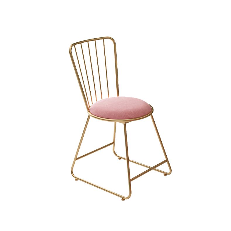 Silla de comedor de comedor lateral de patas de oro sin brazo tapizado glamoroso