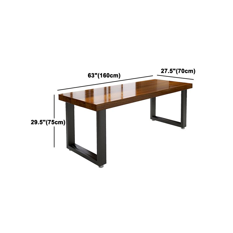 Black Metal Sled Base Table Industrial Dining Site Table with Wood Top Clearhalo 'Dining Tables & Seating' 'Dining Tables' 'dining_table' 'furn' 'furn_dining_table' 'Furniture' 'Kitchen & Dining Furniture' 1200x1200_ecfcf108-9235-4333-942c-eae053c80cb4