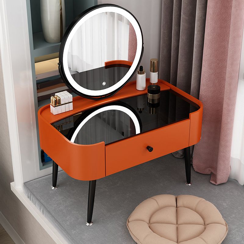 Contemporary 16.5" H Makeup Counter Bedroom Glass Make-up Vanity with Drawer