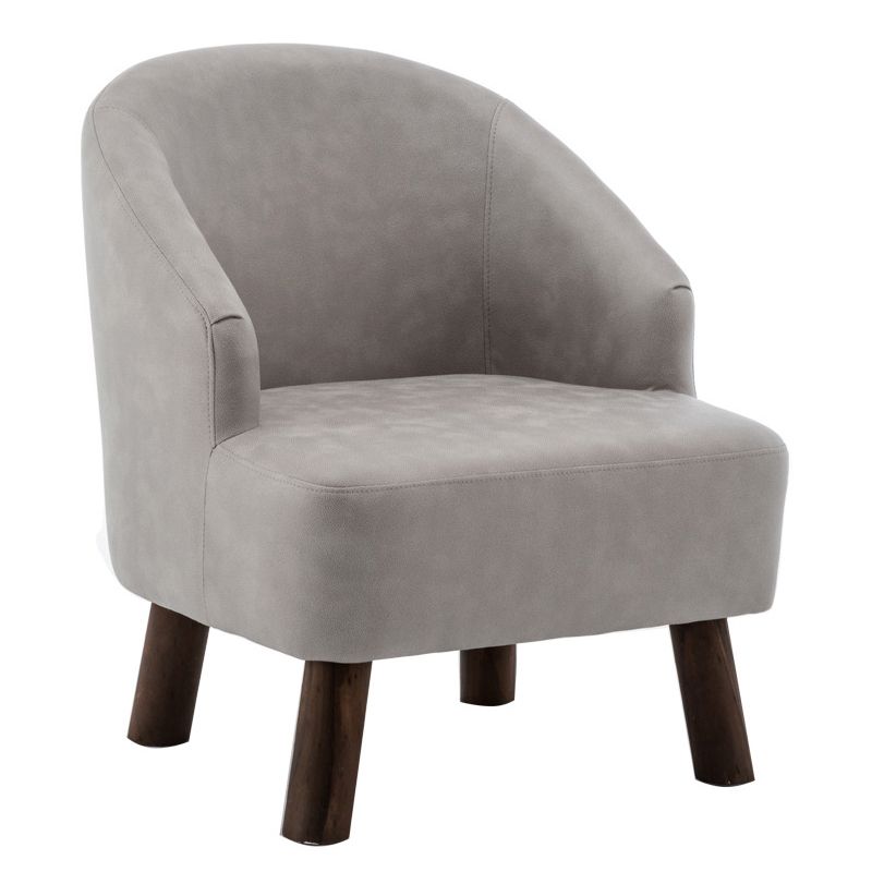 Faux Leather Chair Barrel Chair Solid Wood Frame Chair for Living Room Clearhalo 'Accent Chairs' 'accent_chairs' 'Chairs & Seating' 'furn' 'furn_accent_chairs' 'Furniture' 'furniture_accent_chairs' 'Living Room Furniture' 1200x1200_ecfeae5c-707f-4d89-b860-371e3ff14865