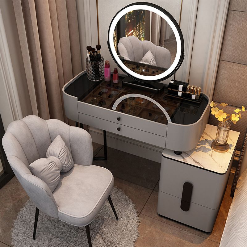 Tavolo da toeletta da vanità in vetro 15,74 "tavoli da vanità larghi con 5 cassetti