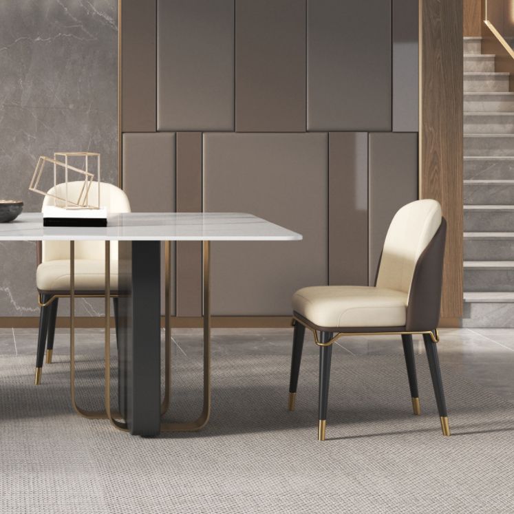 Glam Style Sintered Stone Dining Set Rectangle 1/4/5/6 Pieces Dining Set Clearhalo 'Dining Room Sets' 'Dining Tables & Seating' 'dining_room_set' 'furn' 'furn_dining_room_set' 'Furniture' 'Kitchen & Dining Furniture' 1200x1200_ed0376a9-298f-4339-a888-b8ab98cf8766