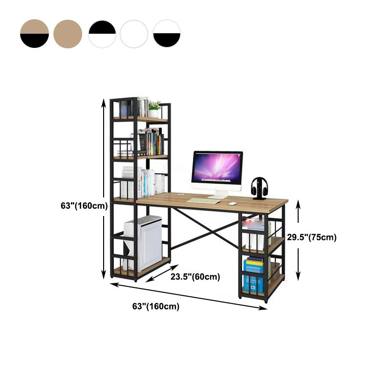 Modern Metal and Wooden Writing Desk Dormitory Office Desk With Bookshelf