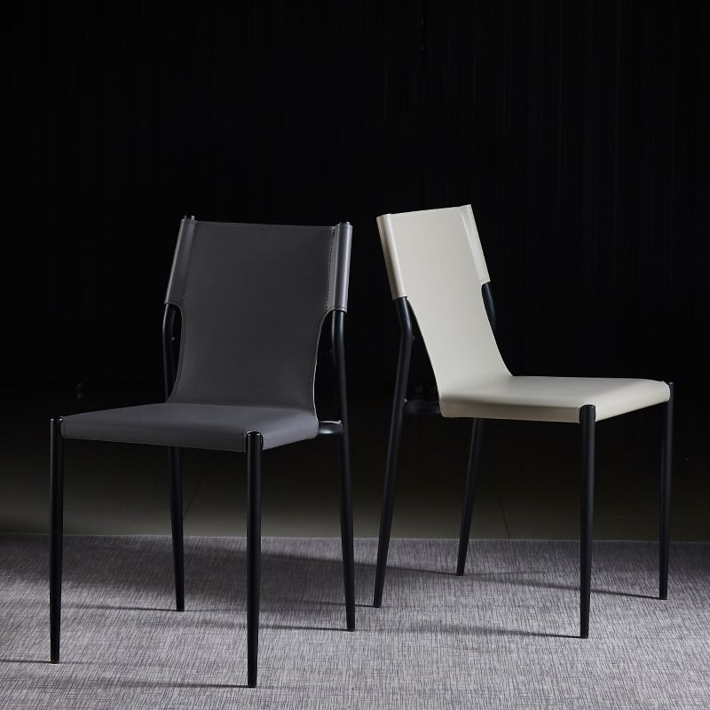 Designer Style Leather Coffee Shop Side Chair Solid Back Dining Chair Clearhalo ' kitchen&dining_furn' 'Dining Chairs' 'Dining Tables & Seating' 'dining_chair' 'furn' 'furn_dining_chair' 'Furniture' 'furniture_dining_chair' 'Kitchen & Dining Furniture' 'kitchen' 1200x1200_ed06927f-4583-48e4-9076-b6011c673a9c