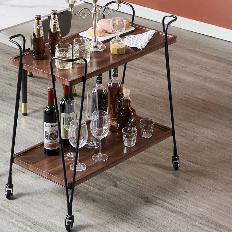 Modern Metal Prep Table Open Storage Rolling Prep Table for Dining Room