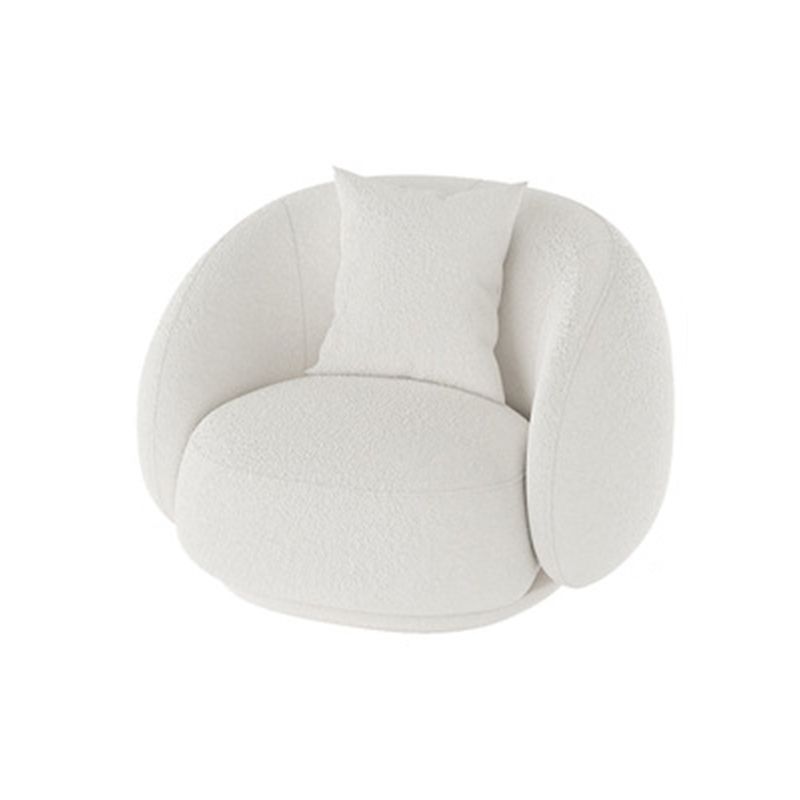 Contemporary Sloped Arm Sofa 25.6" H Curved Back Wool Sofa in White