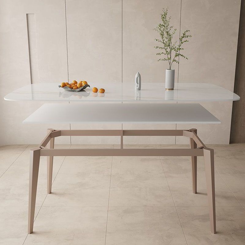 Kitchen Luxury Dinner Table Stone Rectangle 4 Legs Dining Table Clearhalo 'Dining Tables & Seating' 'Dining Tables' 'dining_table' 'furn' 'furn_dining_table' 'Furniture' 'Kitchen & Dining Furniture' 1200x1200_ed0c1dd4-ca41-4d37-af4d-8c0e4de9ead1