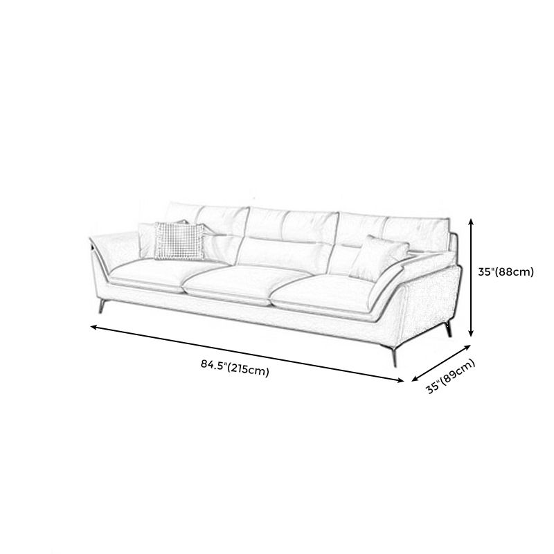 Cream Faux Leather High Back Pillow Top Arm Sofa/Sectional with Stain-Resistant