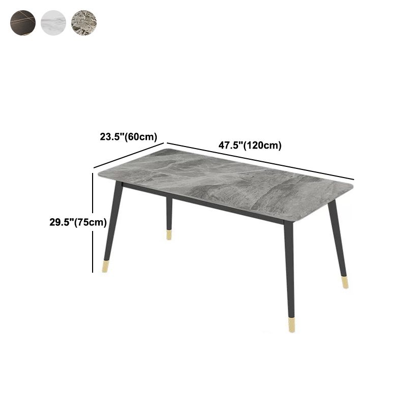 Rectangular Sintered Stone Dining Table Luxury White Furniture with Steel 4 Legs for Home Clearhalo 'Dining Tables & Seating' 'Dining Tables' 'dining_table' 'furn' 'furn_dining_table' 'Furniture' 'Kitchen & Dining Furniture' 1200x1200_ed0d5912-d471-4b46-ae21-df108fe41f9a