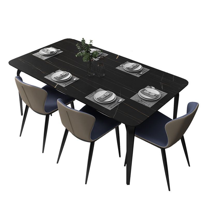 Rectangle Shape Industrial Dining Table Fixed Table with Sintered Stone Clearhalo 'Dining Tables & Seating' 'Dining Tables' 'dining_table' 'furn' 'furn_dining_table' 'Furniture' 'furniture_dining_table' 'Kitchen & Dining Furniture' 'kitchen' 'kitchen_dining_table' 1200x1200_ed0e9b97-400c-4ea9-9480-78013c09fdb3