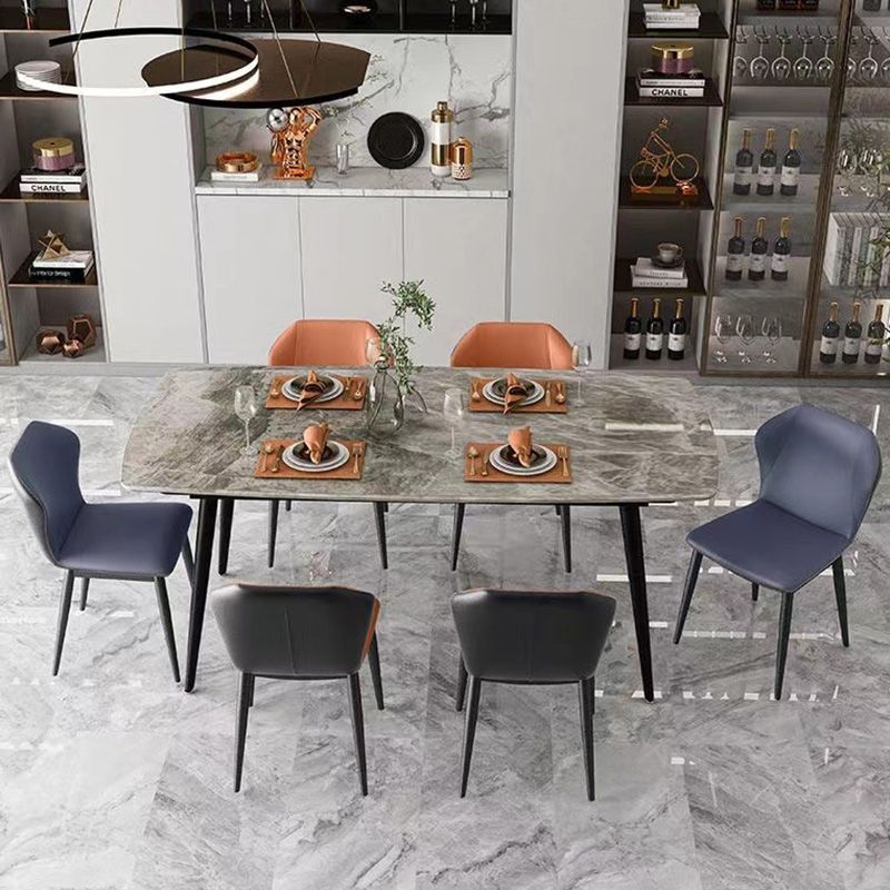 Silla de cena de comedor de metal industrial sillas de comedor de cuero por imitación para uso de restaurantes