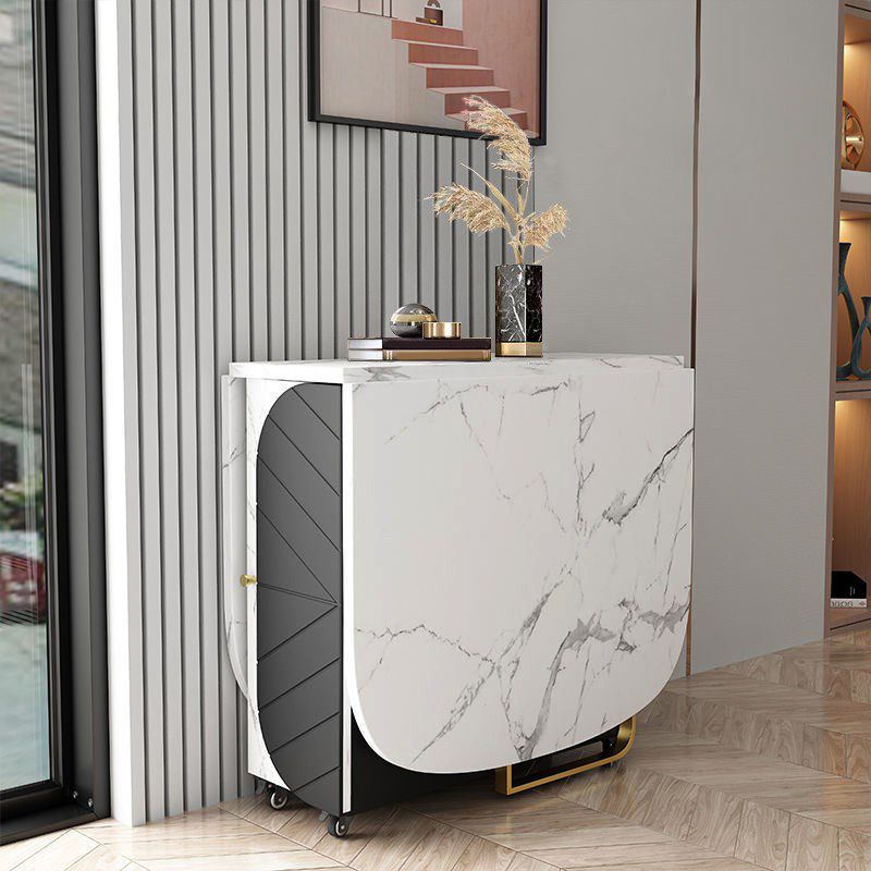 Contemporary Oval Dining Room Table Sintered Stone Drop-Leaf Table,59"L x 29.5"H Clearhalo ' dining_table' 'Dining Tables & Seating' 'Dining Tables' 'furn' 'furn_dining_table' 'Furniture' 'furniture_dining_table' 'Kitchen & Dining Furniture' 'kitchen&dining_furn' 'kitchen' 'kitchen_dining_table' 1200x1200_ed0f63d7-d2de-4631-a2f9-2deeff794c94