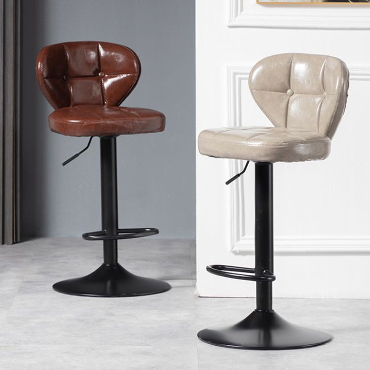 Industrial Style Leather Upholstered Barstool Adjustable Height Swivel Bar Stool Clearhalo 'Bar Furniture' 'Bar Stools' 'bar_stools' 'furniture_bar_stools' 'Kitchen & Dining Furniture' 'kitchen&dining_furn' 'kitchen' 'kitchen_furn' Furniture' 1200x1200_ed0f7814-3d9a-4b03-a644-4a5f38d0289d