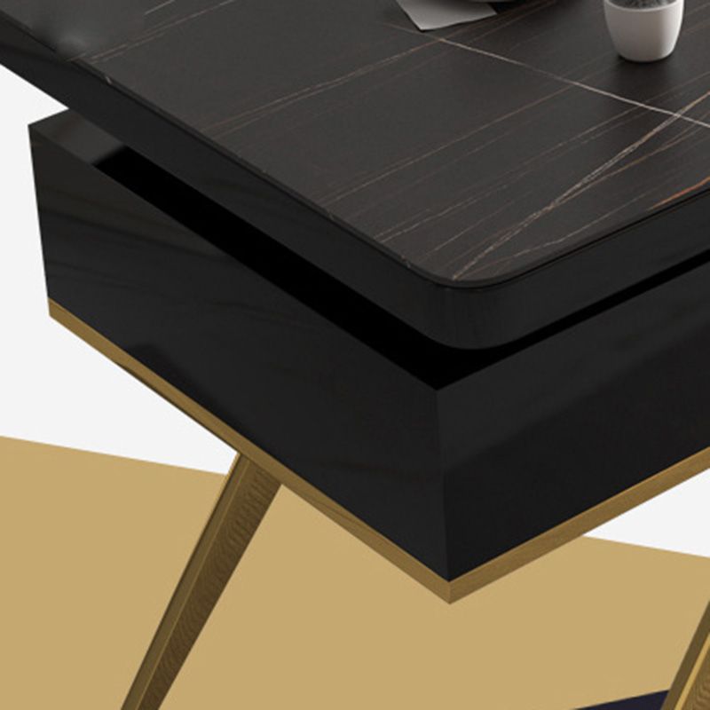 Escritorio de oficina de glamour rectangular mármol escritorio de escritura de madera maciza para el hogar