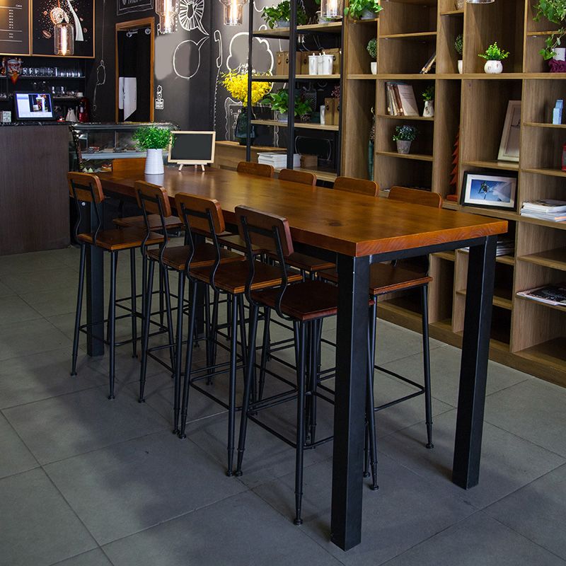 Destina di bistrot in stile industriale tavolo da pub rettangolo in legno massiccio in marrone