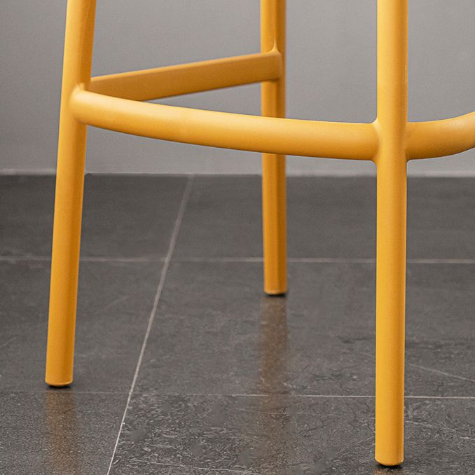 Backrest Armless Counter Stool Industrial Plastic Bar Stool with 4 Legs